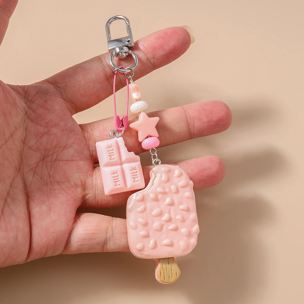 Aihua Niedlicher Eis am Stiel-Schlüsselanhänger, schöne Schokoladeneis-Schlüsselanhänger für Frauen und Mädchen, Simulation von Lebensmitteln, Handtaschen-Anhängern, Schmuck, Geschenke – Detail 5