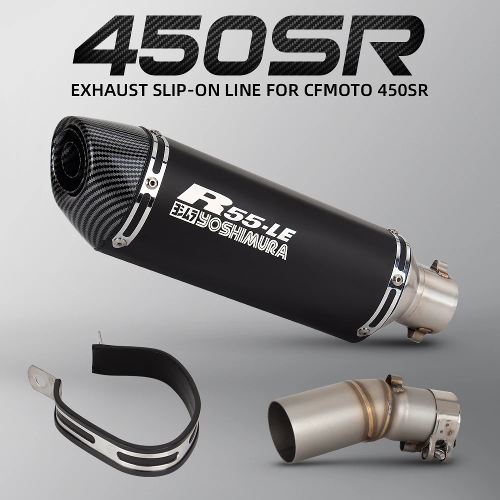 

For CFMOTO 450SR 450 SR 2022 2023 Motorcycle Exhaust System Modified Stainless Steel Escape Middle Section Link Pipe R77 Muffler