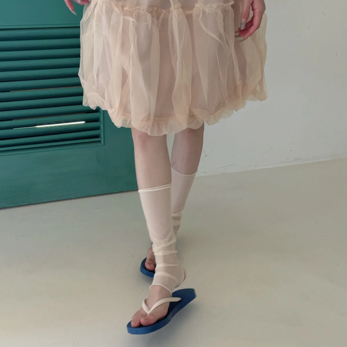 SP&CITY Summer Breathable Thin Mesh White Socks Women's Korean Fashion Solid Color Middle Step Foot Socks Half Cut Sock Sleeves