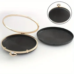 1PC Oval Boxed Metal Clutch Frame Handle Bag Flip Box Clutch Frame Clutch Women Bags Wallet Elegant Party Dinner Bag