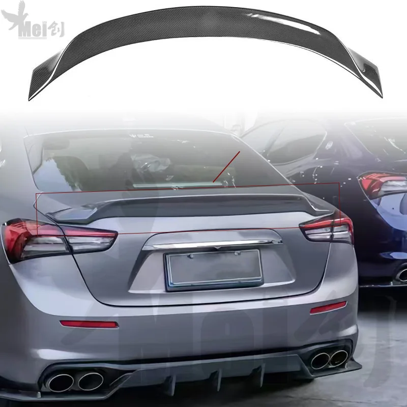 For Maserati Ghibli Carbon Fiber Spoiler M157 Trunk Lid 4-door Sedan 2014 - 2021 Ghibli M157 Rear Trunk Spoiler Wings