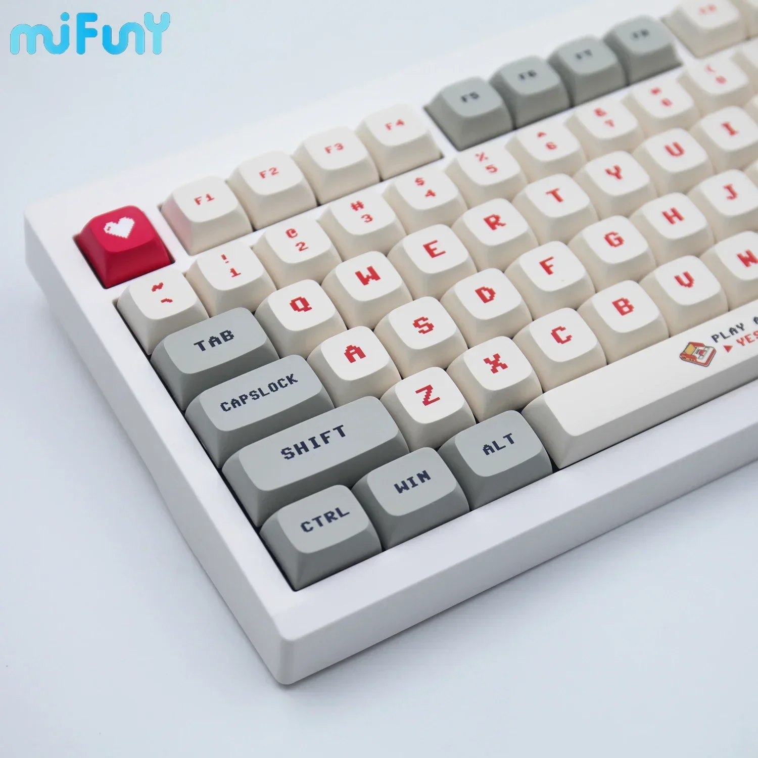 

Red and White Machine Keycaps Custom PBT XDA Profile Key cap Cute Retro Style Point Arcade Game Key Cap for Wooting Crush80 Gift