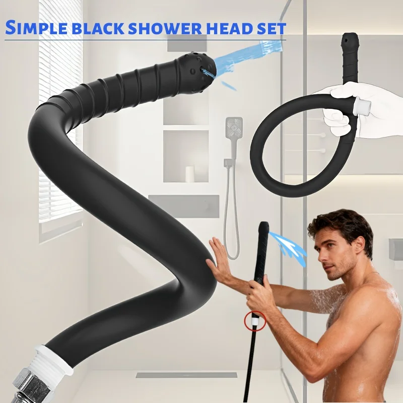 

Black Handheld Showerhead Soft Tube Anti Fall and Crack Gym Home Bathroom Universal Interface Porous Design 360 Degree Cleaning
