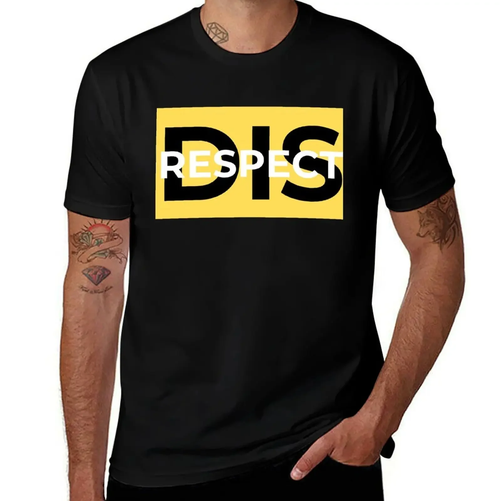 

Bold Yellow “disRESPECT” Logo – Graphic Minimalist Word Design T-Shirt Clothing man clothes t shirt men 100℅ cotton