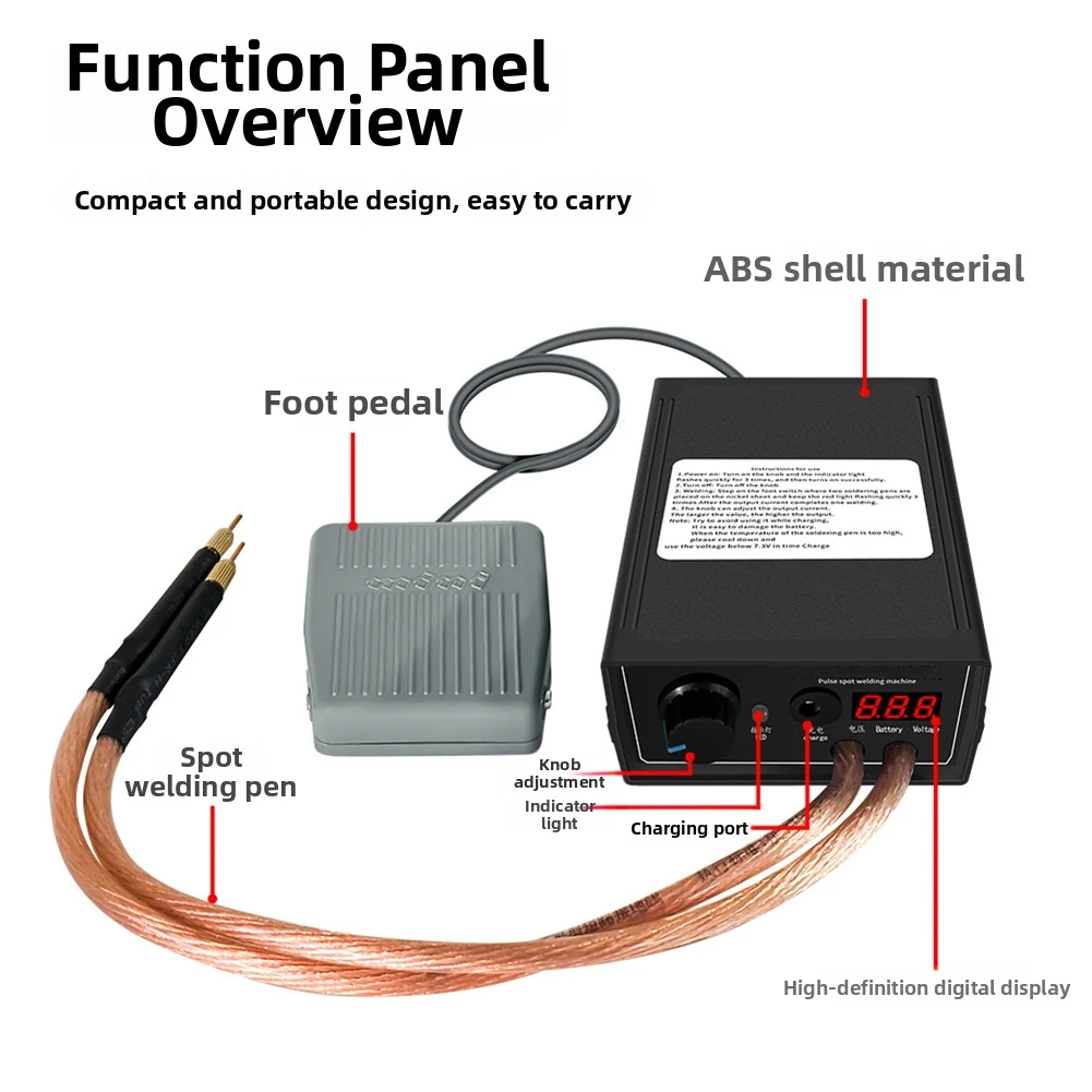 Portable Spot Welding Machine With LCD Display High Performance 8000W Spot Welding Machine With Adjustable Power & Foot Pedal