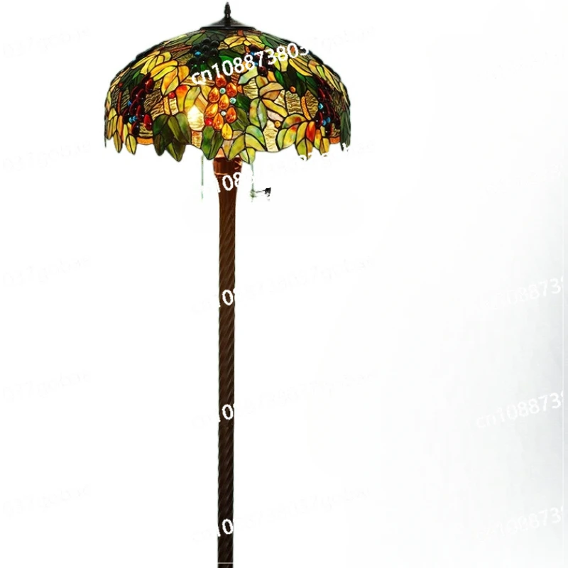 ZC Grapes Floor Lamp American Idyllic Tiffany Stained Glass Living Room Bedroom