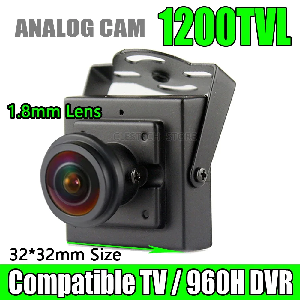 

Panoramic 1.7mm FishEye Lens Large Angle Metal 1200TVL Security HD Cctv Mini Camera Analog Compatible TV For Home have Bracket