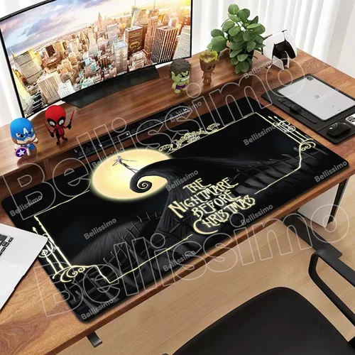 Alfombrilla de ratón The Nightmare Before Christmas, accesorios para juegos de ordenador portátil, alfombrilla de goma para ratón, PC, teclado de Anime negro, alfombrilla de escritorio, alfombra XXL