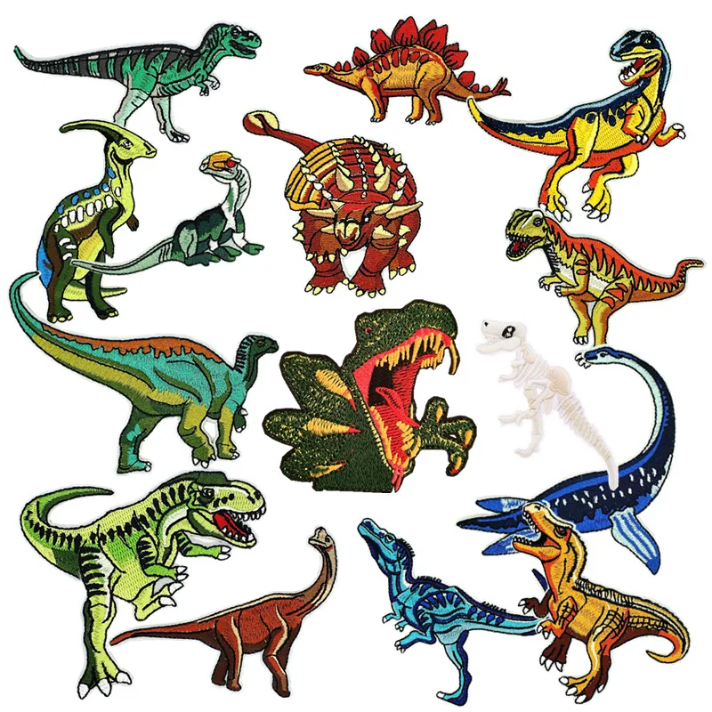 30pcs/Lot Luxury Anime Colorful Dinosaur Embroidery Patch Hat Shirt Bag Clothing Decoration Accessory Craft Diy Applique