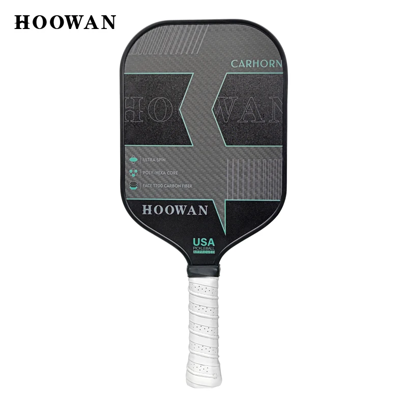 HOOWAN CARHORN Pickleball Paddle T700 Raw Carbon Fiber 3K Textured Surface 16MM Polymer Honeycomb Core Balanced Power & Control