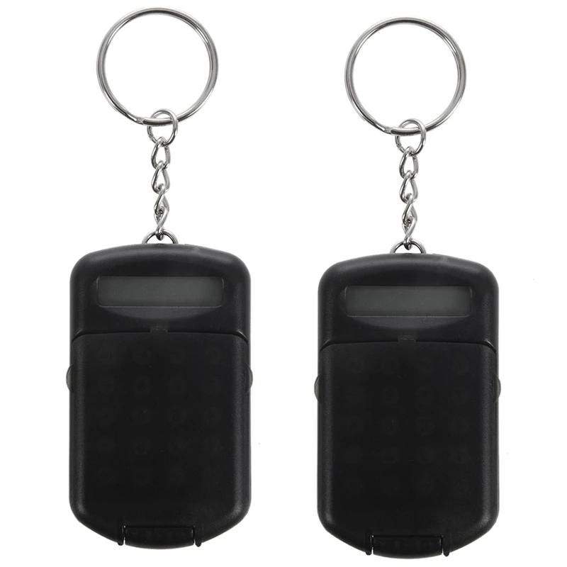 2X Gray Plastic Casing 8 Digits Electronic Mini Calculator W Keychain