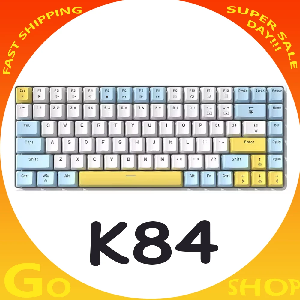 Freewolf K84 Mechanical Keyboard Custom RGB Hot Swap E-sports 84-Keys Gaming Keyboard For Computer Office Pc Gamer Man Gifts