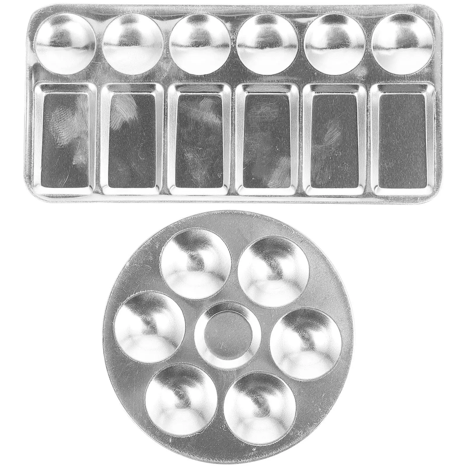 2Pcs Portable Aluminum Paint Tray Pigment Color Mixing Plates Reusable Watercolor Palettes Painting Art Tray Paint Plate