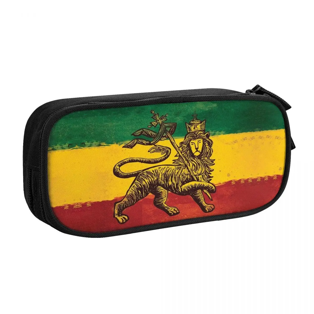 Korean Custom Rasta Flag Lion Of Judah Pencil Case for Jamaica Rastafarian Reggae Large Storage Pen Bag Box Stationery