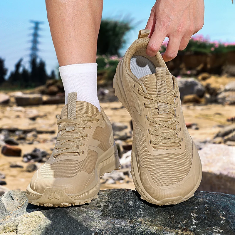 Outdoor Wide Toe Barefoot Men's Hiking Shoes Non-slip Lace Up Trail Running Sneakers Man Breathable Walking Climbing Shoes