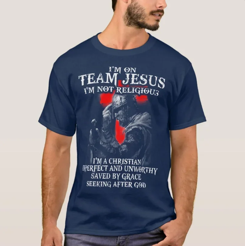 I'm on Team Jesus. Knights Templar Oath Crusader T-Shirt 100% Cotton O-Neck Short Sleeve Casual Mens T-shirt Size S-3XL