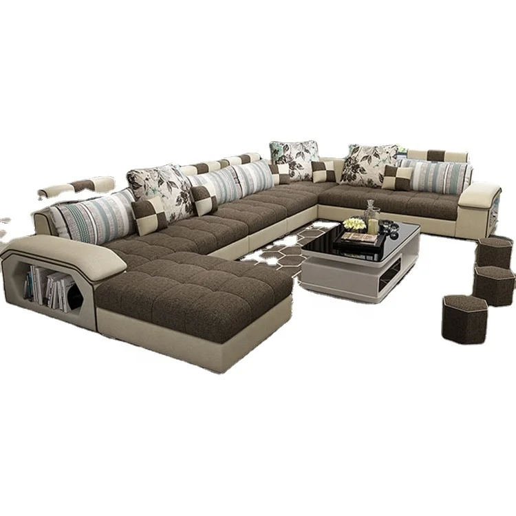 

Modern Multicolor U Shape Fabric Living Room Home Furniture Sofa Set