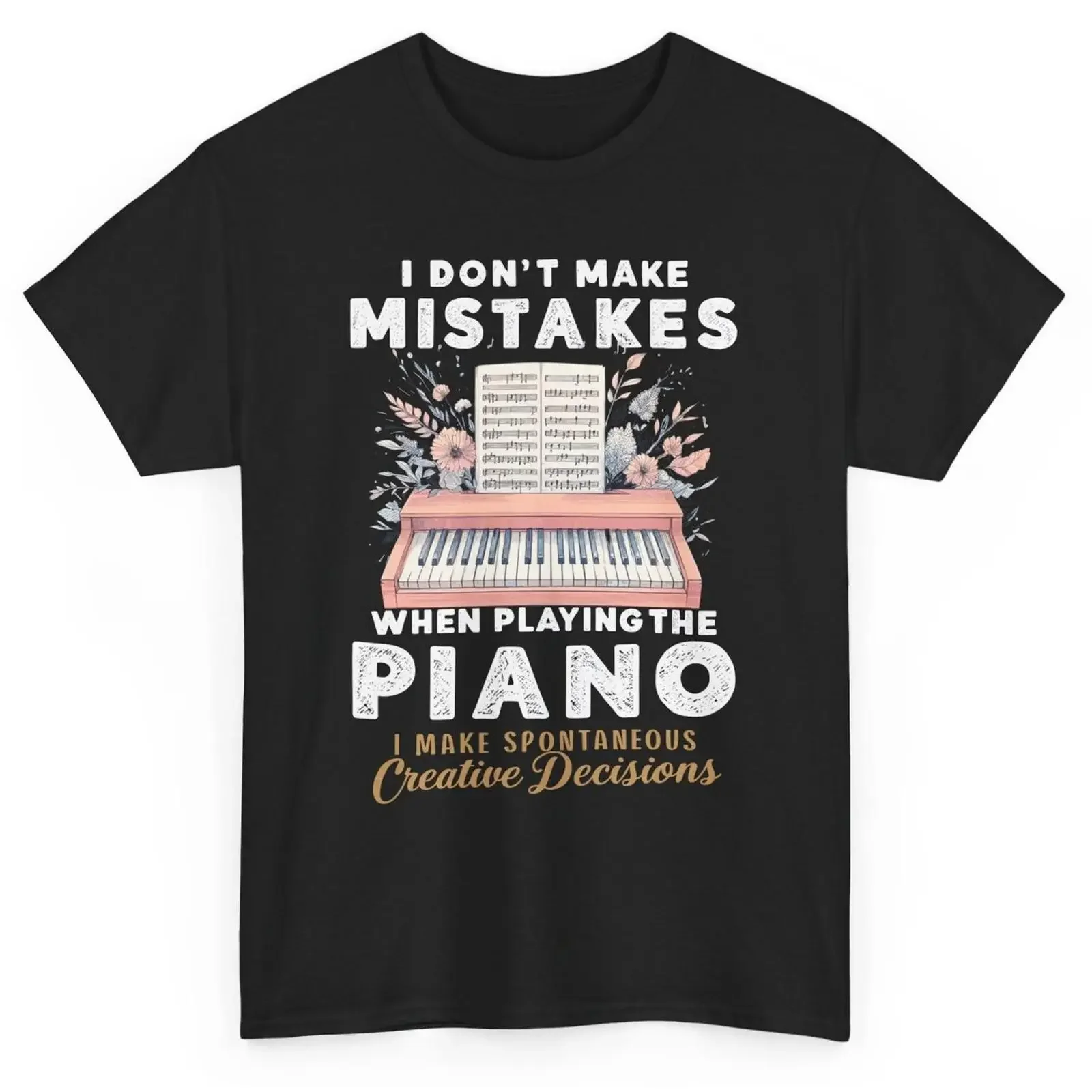 Camiseta No cometo errores cuando toco el piano Camiseta de pianista con teclado vintage Lavada Transpirable Versátil