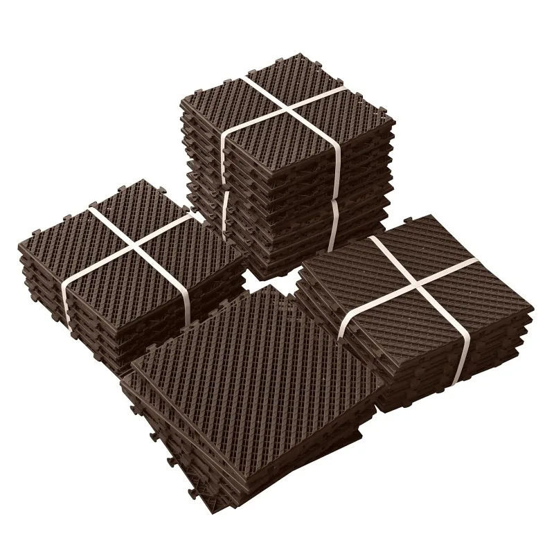 

Plastic Interlocking Deck Tiles, 44 Pack, 12"x12" Patio Decking Tiles Not-Slip All Weather Use, PVC Waterproof Outdoor Flooring
