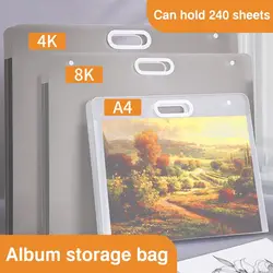 Portable File Folder High Quality 4K/8K/16K Waterproof Drawing Paper Collection Book A2/A3/A4 Picture Album School Office