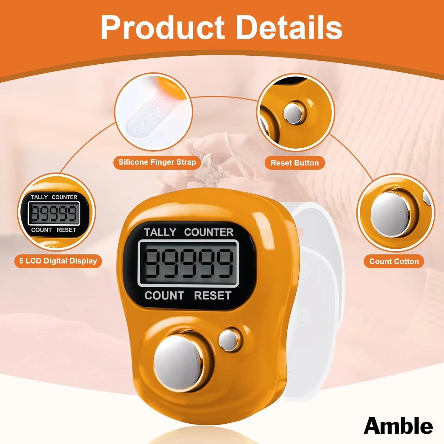 12 قطعة عداد الفرس الإلكتروني للأصابع مكون من أرقام LCD عداد تسجيل اليد الفرس للحياكة واللفة وعد البضائع والجولف #5