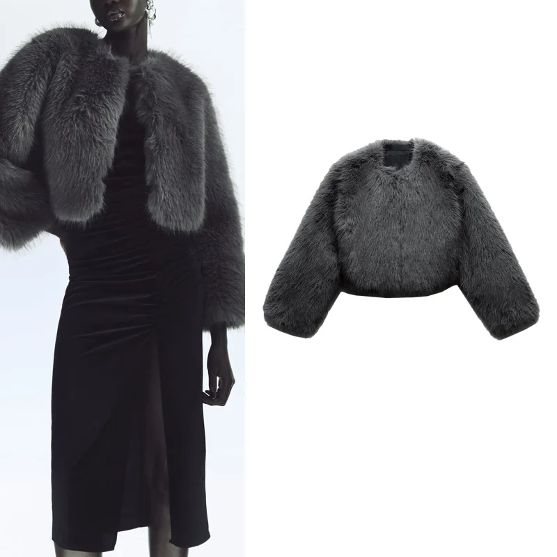 Inverno Nuovo rotondo Ne Sciolto Pelliccia Artificiale Cappotto Or Jaet Ele Lady Sle 63826 Fibra di Poliestere 00% Lunghezza Regolare