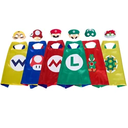 Anime Game Super Luigi Brothers Cosplay Costume Marios Kids Cloak Mask Bowser Toad Yoshi Cape Hero Cloak Halloween Costume