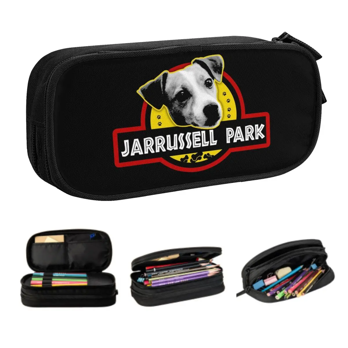 Kawaii Jarrussell Park Jack Russell Terrier Dog Pencil Cases for Girl Boy Large Capacity Animal Pencil Bag School Accessories