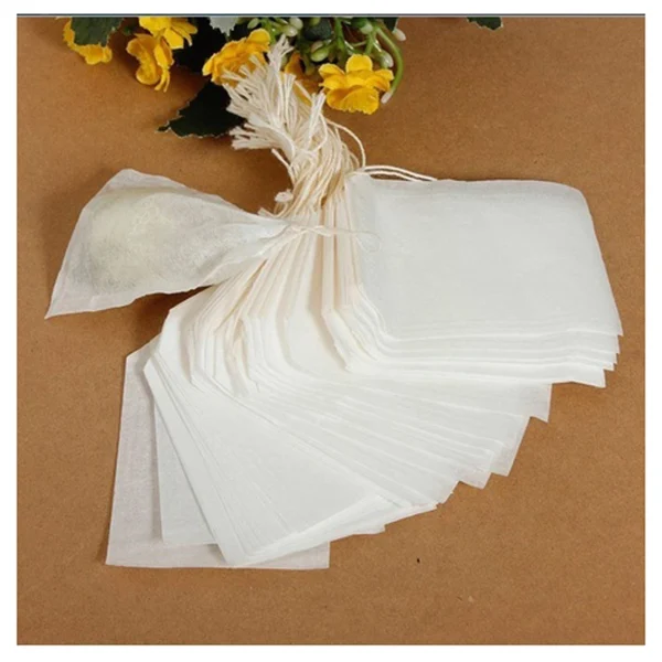 100pcs Empty Teabags Environmental food grade filter paper String Heat Seal Herb Loose Tea Bag 5.5 x 7cm