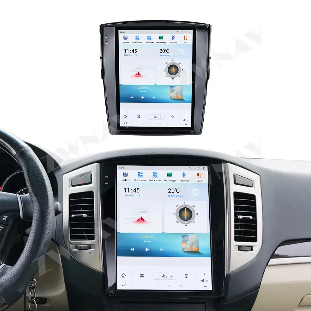 12.1 Inch Android 13 Vertical Car Stereo for Mitsubishi Pajero 2007-2020 Wireless CarPlay 360 Surround View Plug Play Hi-Fi DSP