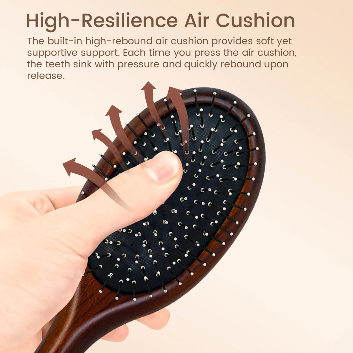 

Metal bristle, scalp massage cushion brush, a hair care tool used to detangle hair and promote hair growth