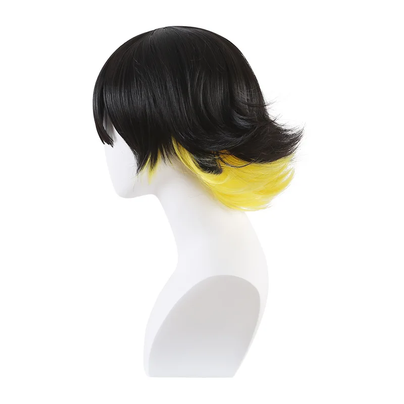 Anime Blue Lock Bachira Meguru Cosplay Wig Black Yellow Hair Bowl Cut Team Z No.8 Football Player Bob Halloween Accessory Men