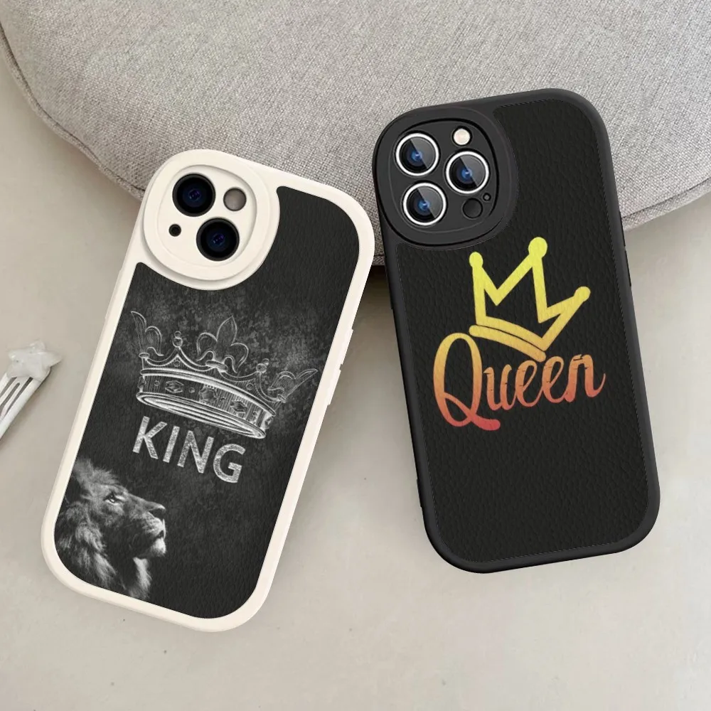 

Queen King Phone Case Hard Leather For IPhone 14 13 12 Mini 11 14 Pro Max Xs X Xr 7 8 Plus Fundas