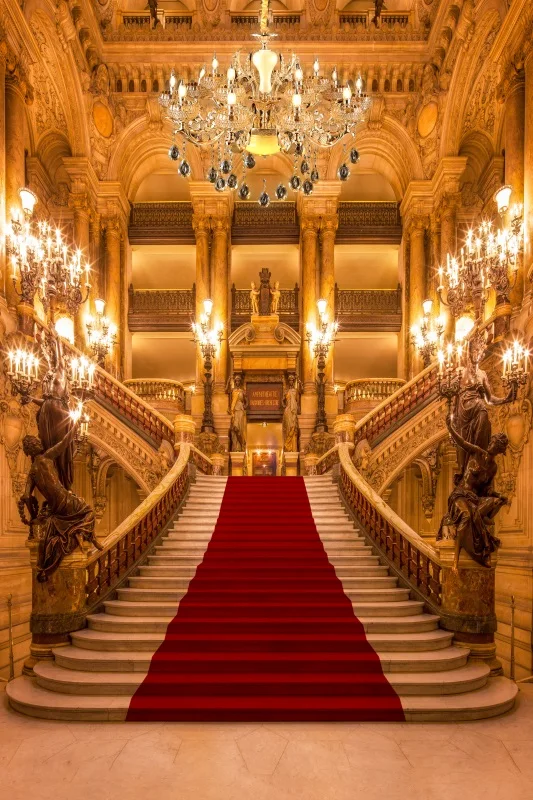 Golden Palace Photography Background Stage Red Carpet Staircase Luxury Castle Photo Studio Photo Props Couple Party Background