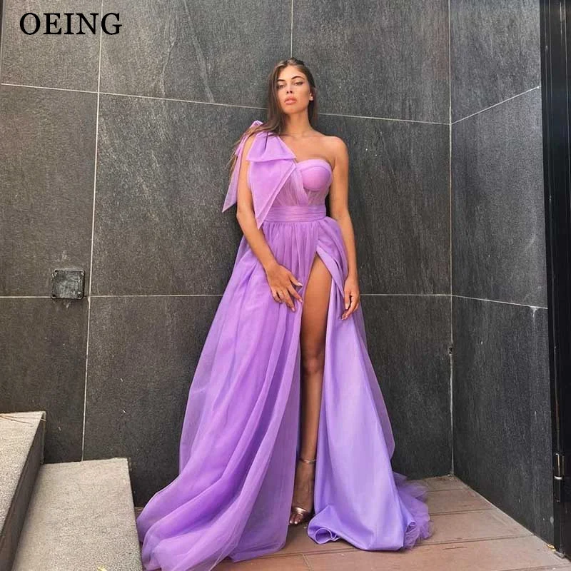 

OEING Purple Prom Dress Elegant One-Shoulder High Split Party Dresses Formal Occasion Evening Ladies Gowns Vestidos De Fiesta