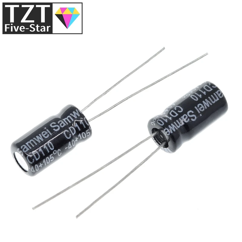 50/100 قطعة جودة عالية 25V220UF 6*12 مللي متر 220 فائق التوهج 25V 6*12 مُكثَّف كهربائيًا