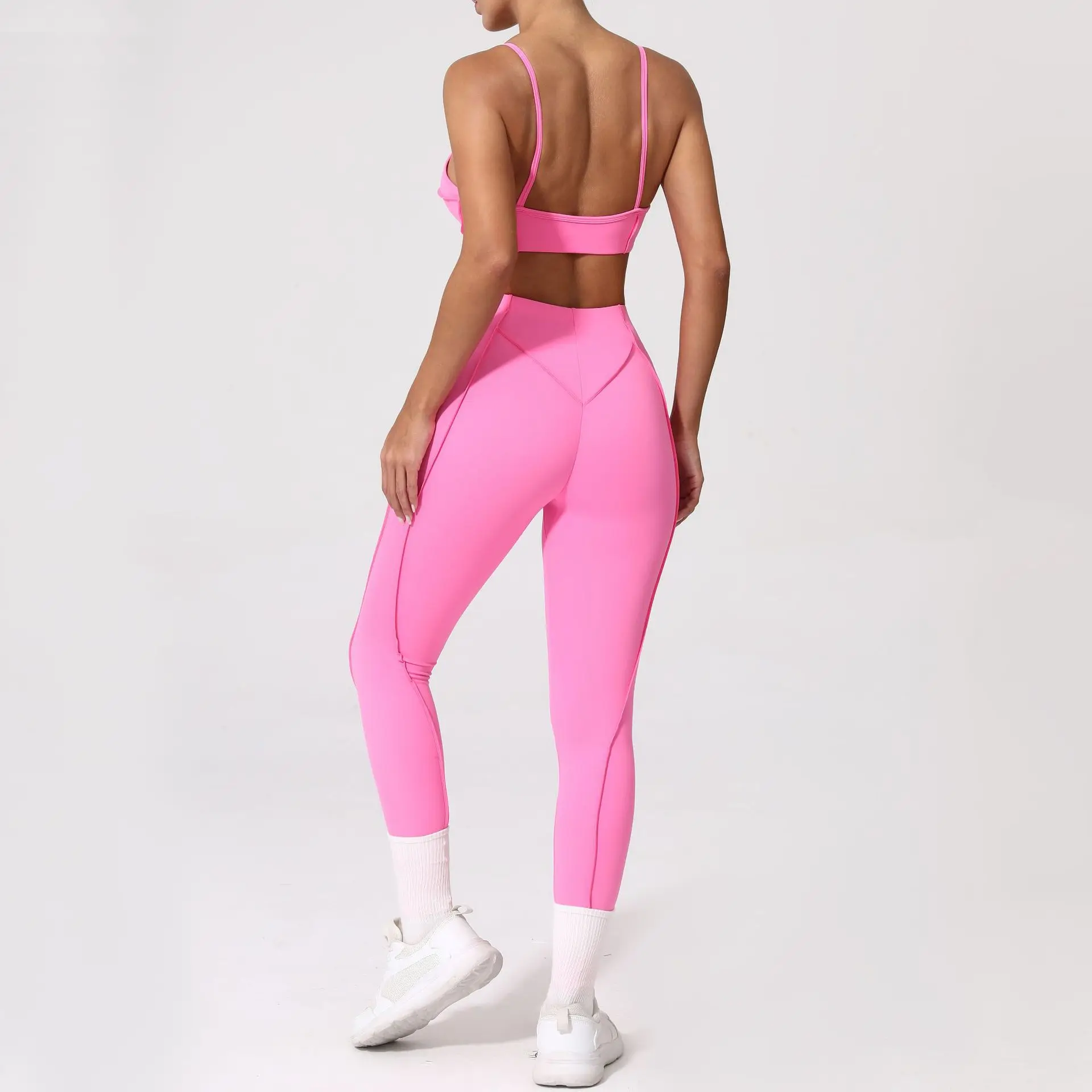 Seamless Yoga Set Sports Fitness Peach Hip High Waisted Quick Drying Sports Bra Suit Outdoor Workout Clothing Gym Suit for Women image 6