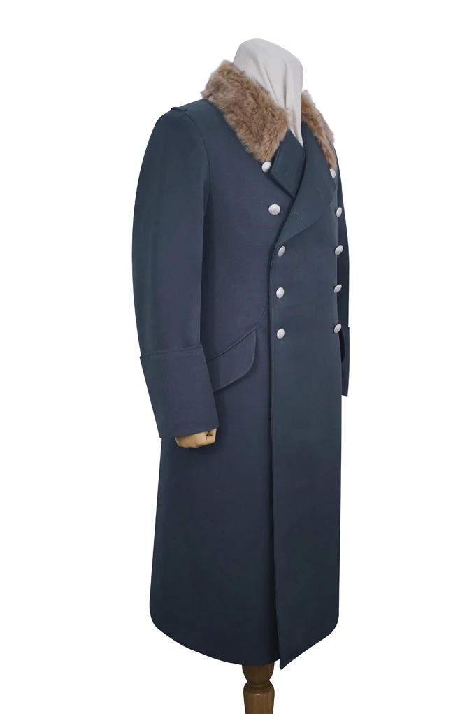 GUGH-004 الحرب العالمية الثانية الألمانية Luftwaffe ضابط الفراء الاصطناعي طوق الجبردين معطف Greatcoat