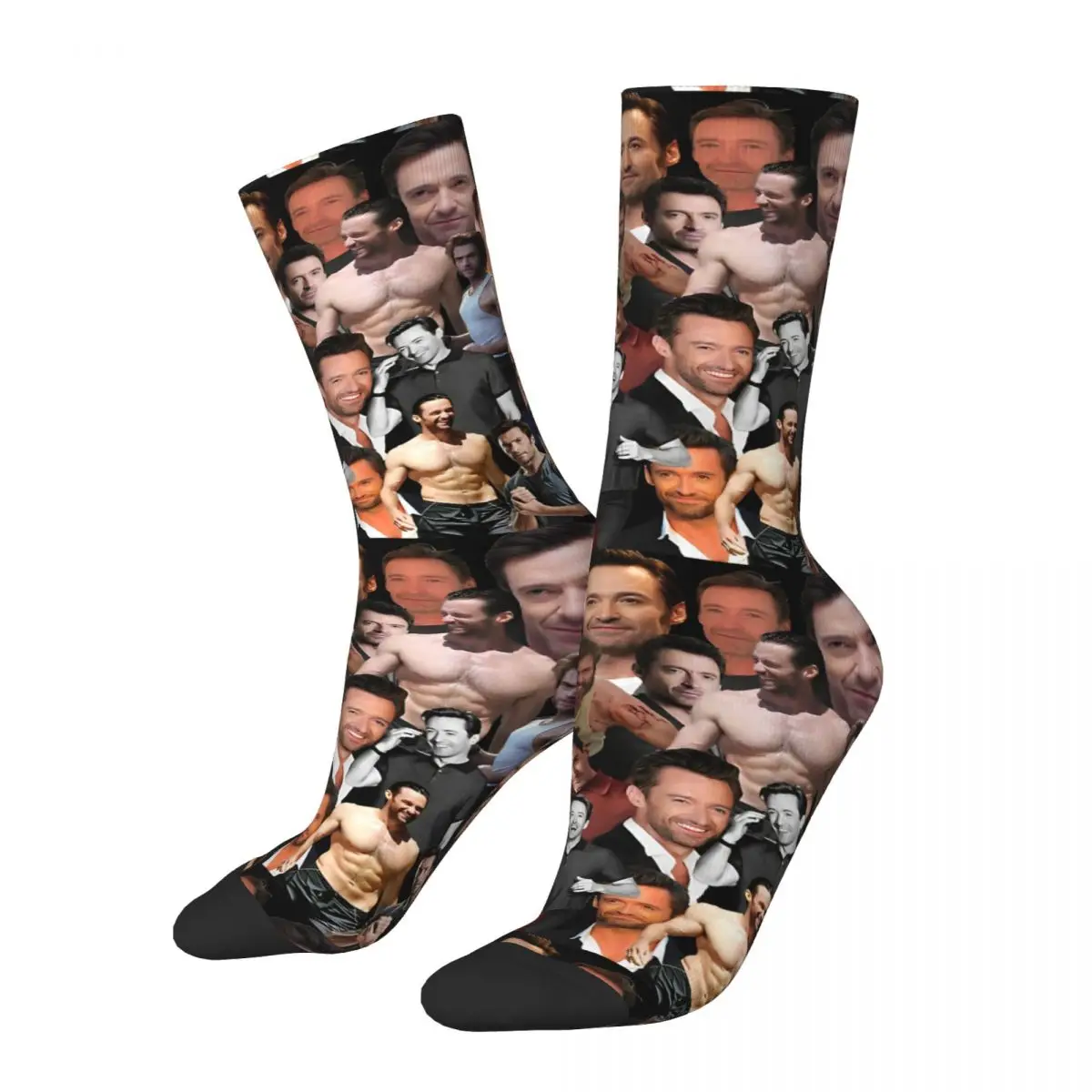 Hugh Jackman Photo Collage Socks Australian Actor Funny Stockings Couple Quality Running Sports Socks Autumn Anti Skid Socks