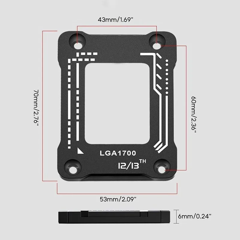 Coolcirc Aluminium Frame Cpu Buigcorrectie Bevestigingsgesp Backplane Beugel Voor Lga1700 Intel12th 13th Lga1700 Gesp