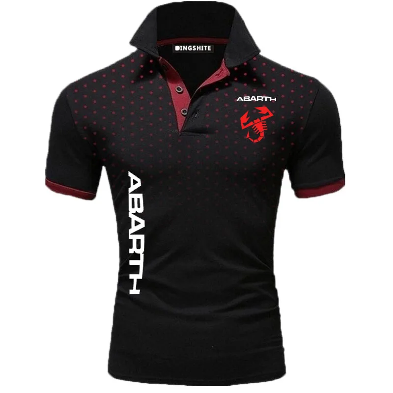 Polo Shirt Summer High Quality Men Cotton high-end business Casual Lapel short sleeve abarth logo print T-shirt top