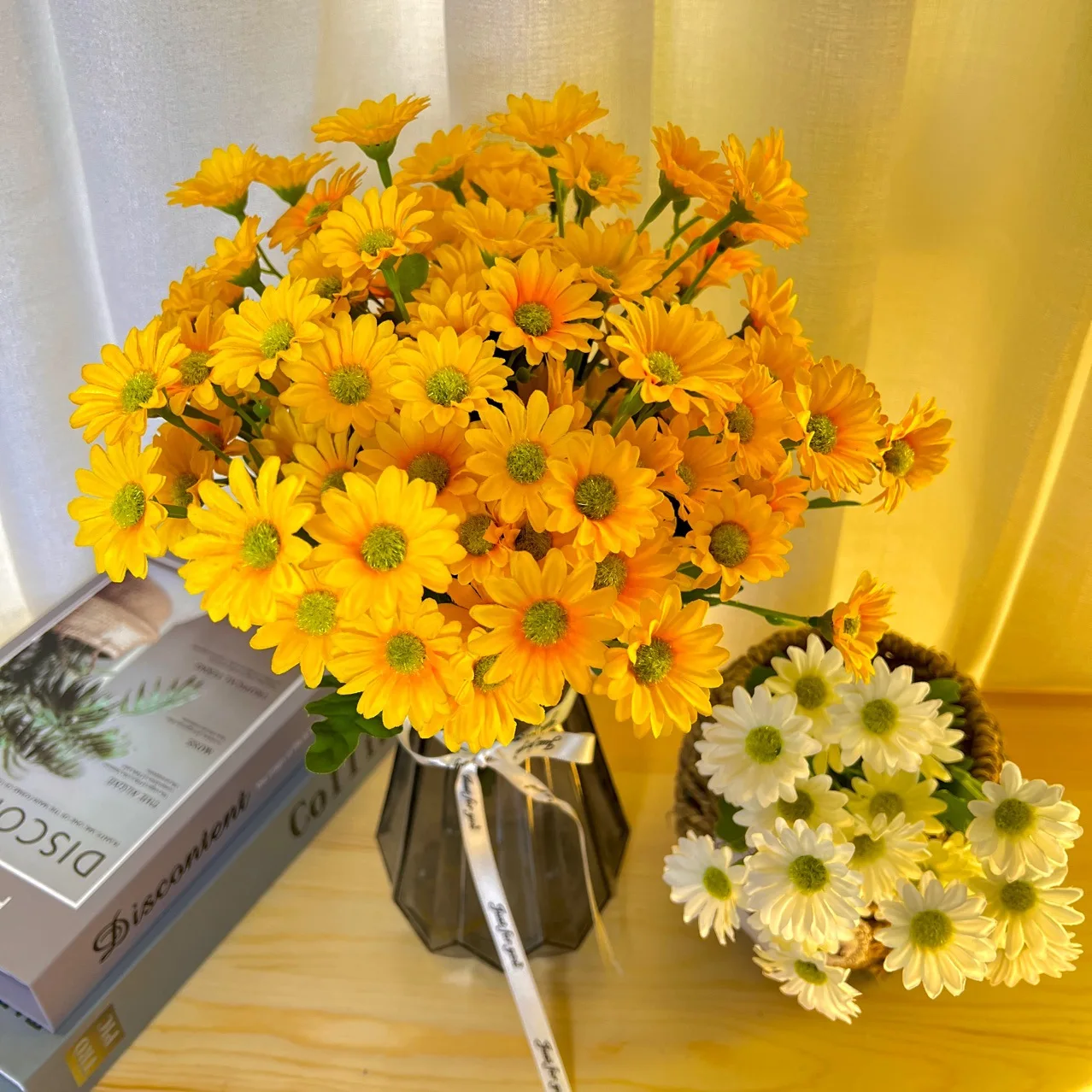 1pcs 35cm 7 Fork Artificial Bouquet Sunflowers Flowers Little Daisy Wedding Home Decoration Chrysanthemum Fresh Silk Flowers