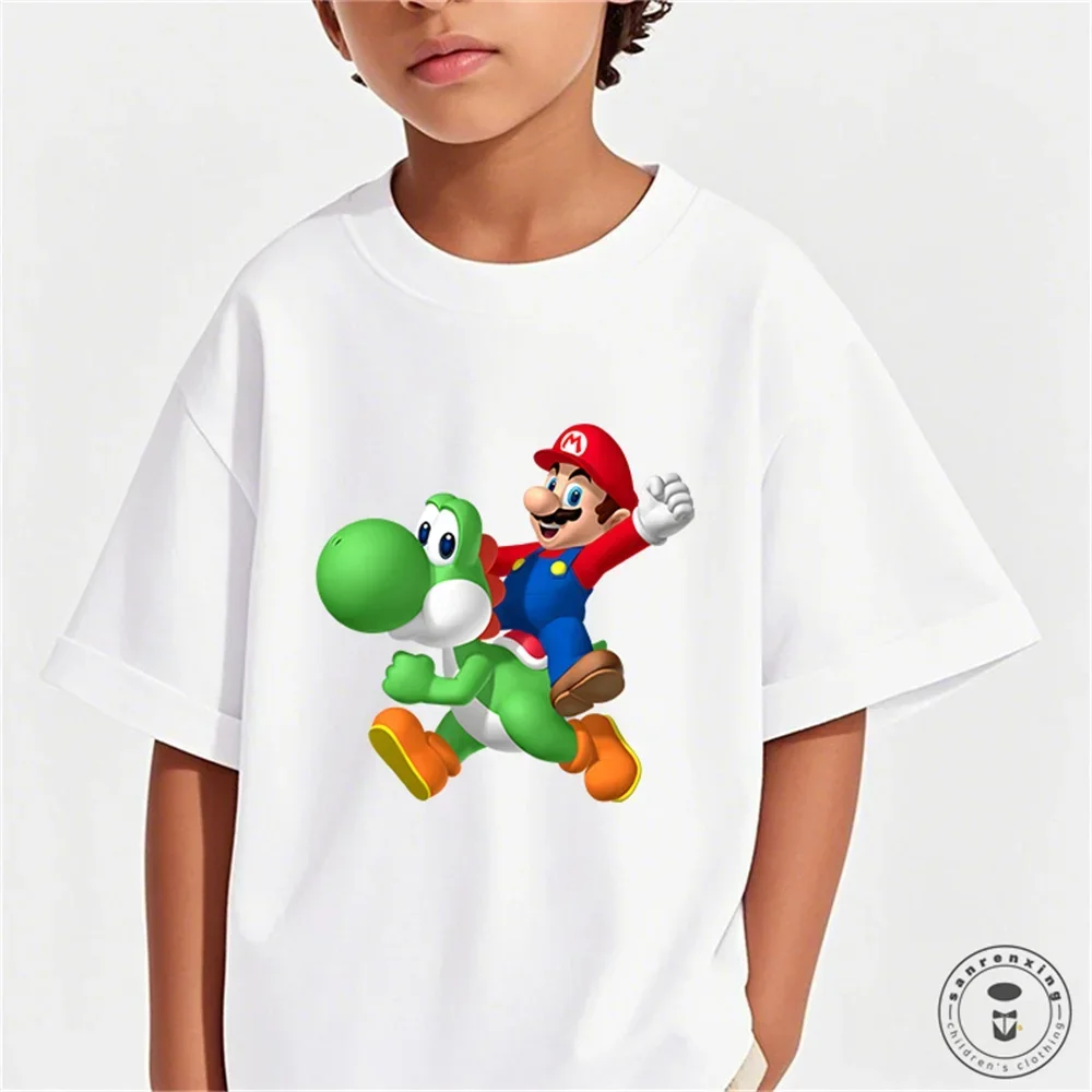 

MINISO M-Mario Super Bros футболка мужская комбинированная одежда для пар с коротким рукавом универсальный воротник модная уличная одежда топы унисекс