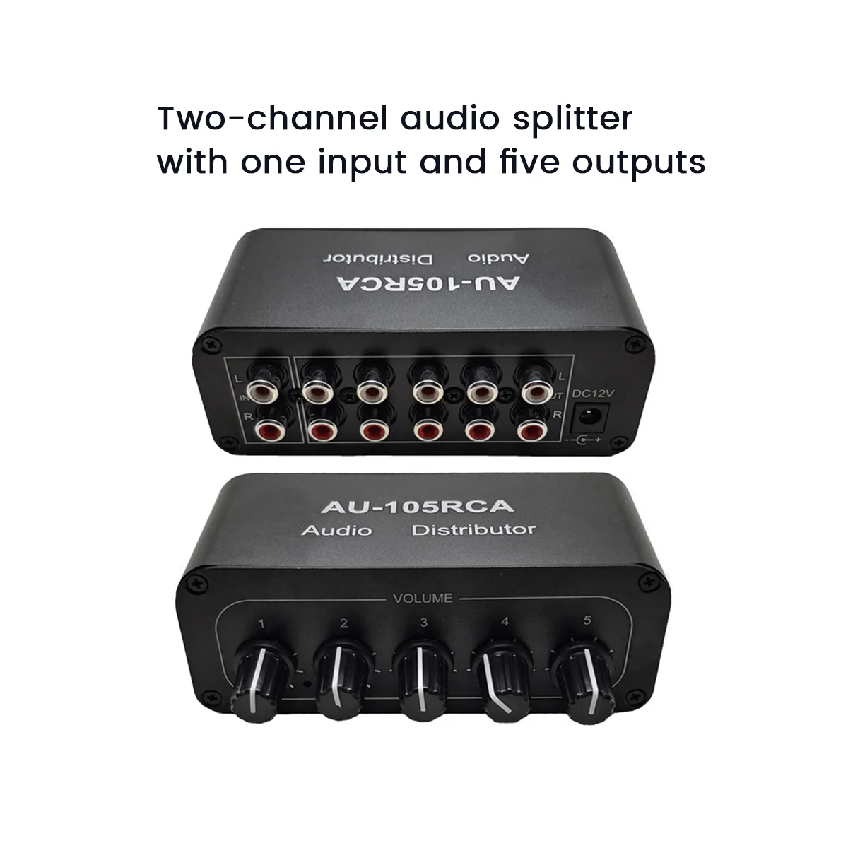 5CH Audio Distributor Stereo Audio Mixer 1 Input 5 Output RCA Splitter for Power Amplifier Active Audio