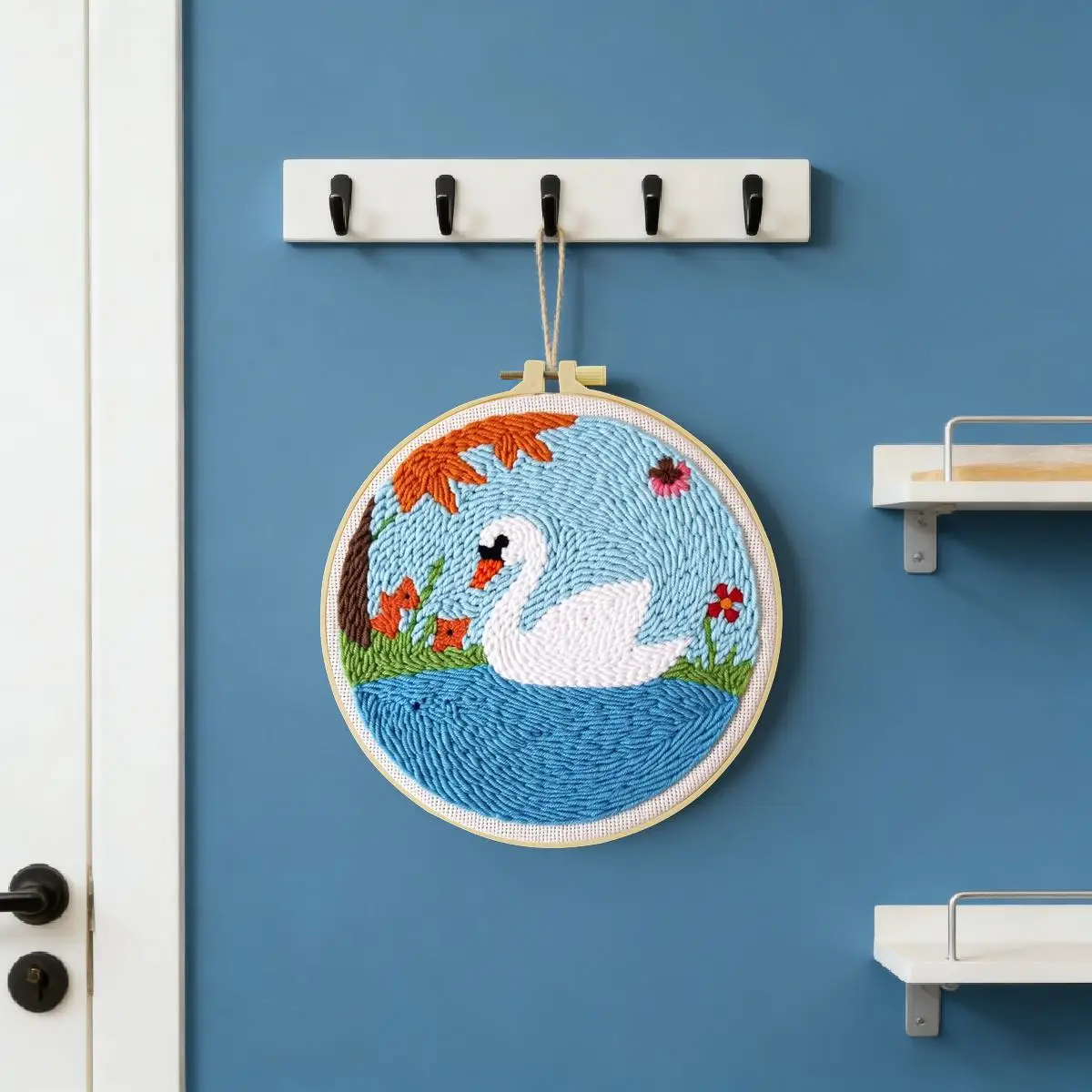 20X20CM/7,87 Zoll Tier - Schwan Stanznadel-Stickset, Stickerei, gestrickte Stickerei, DIY handgemachtes Geschenk, Nadelkunst – Detail 5
