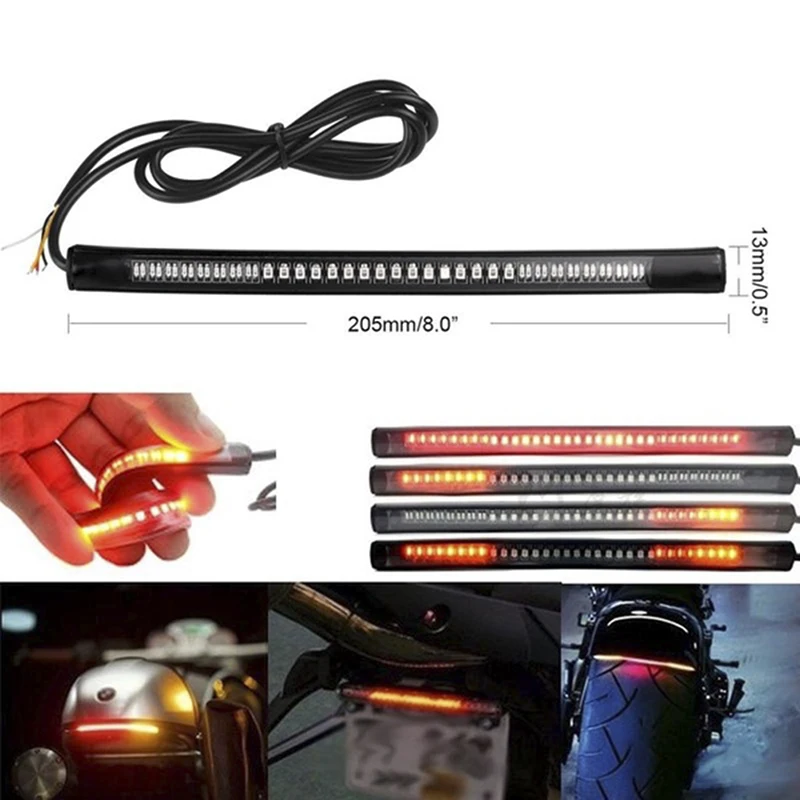 Tira de luces LED para motocicleta, luz intermitente, freno trasero, parada, señal de giro, 48 SMD