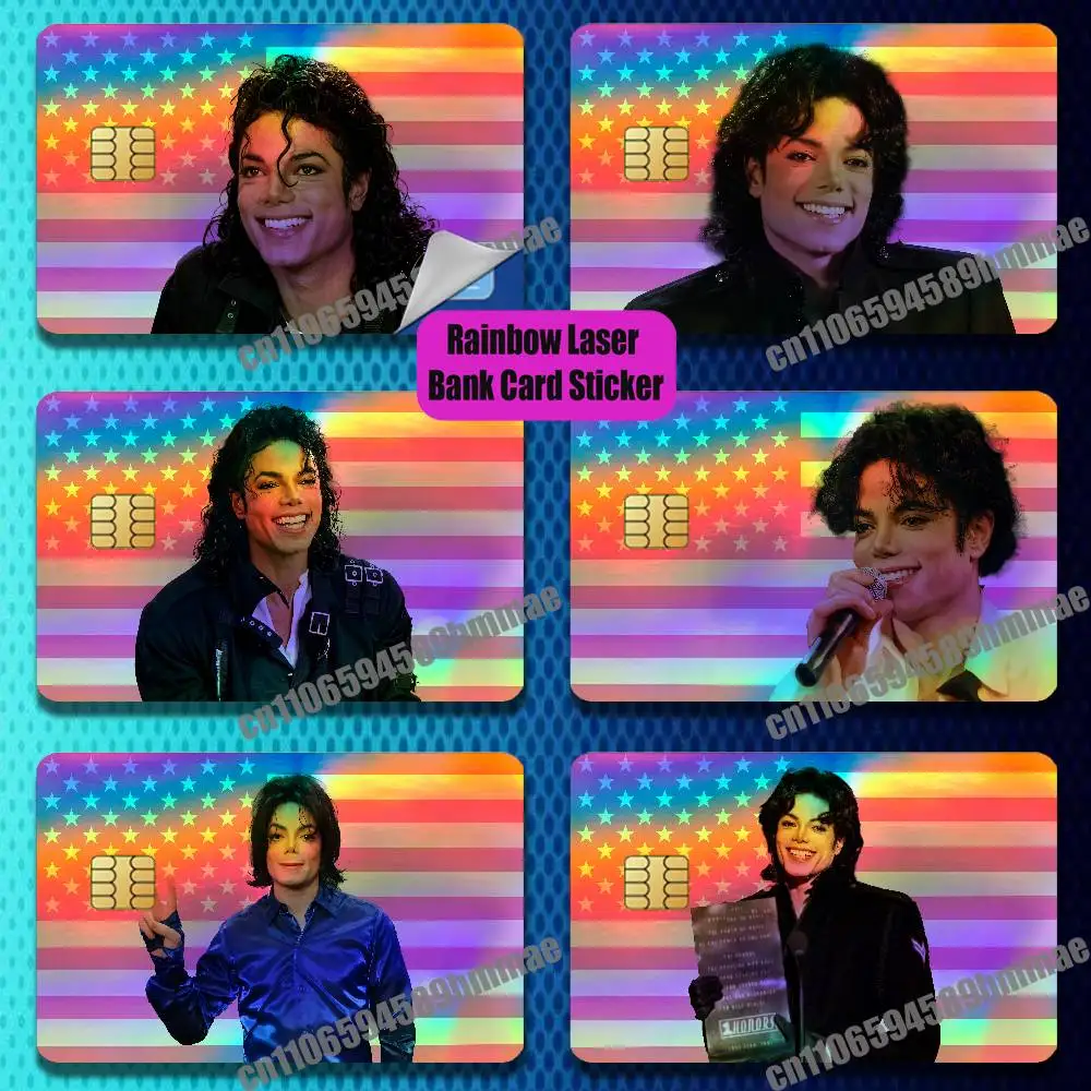 For M-Michael Singer J-Jackson Credit Bank Sticker ID Access Card Cover Skin Rainbow Color Laser Stickers Film