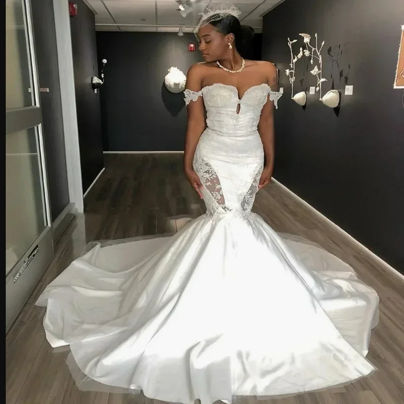 Customized Off the Shoulder African Dubai Arabic Lace Appliques Wedding Dresses Robe De Mariée 2025 Country Garden  Bridal Gowns