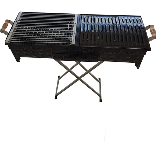 Isıser Picnic Market Lux Emayeli Drawers Wooden Handle Double-Sided Köfteci Barbecue Isıser 8 - // 31*85 cm