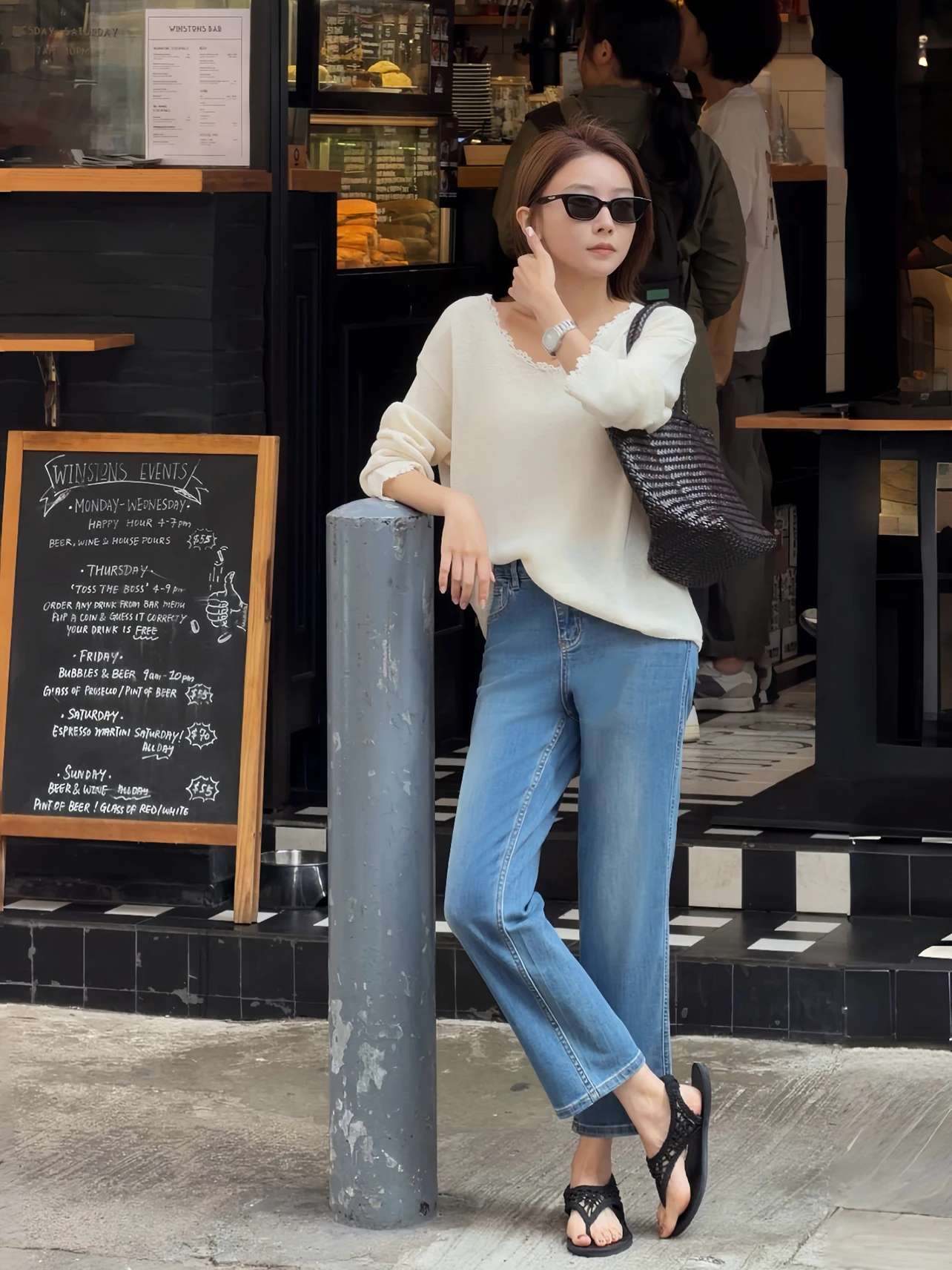 

Classic Comfortable Stretchy Nine-Piece Jeans Leg Shaping Spring Summer New Arrival Straight Leg Cotton Blend Ladies Jeans